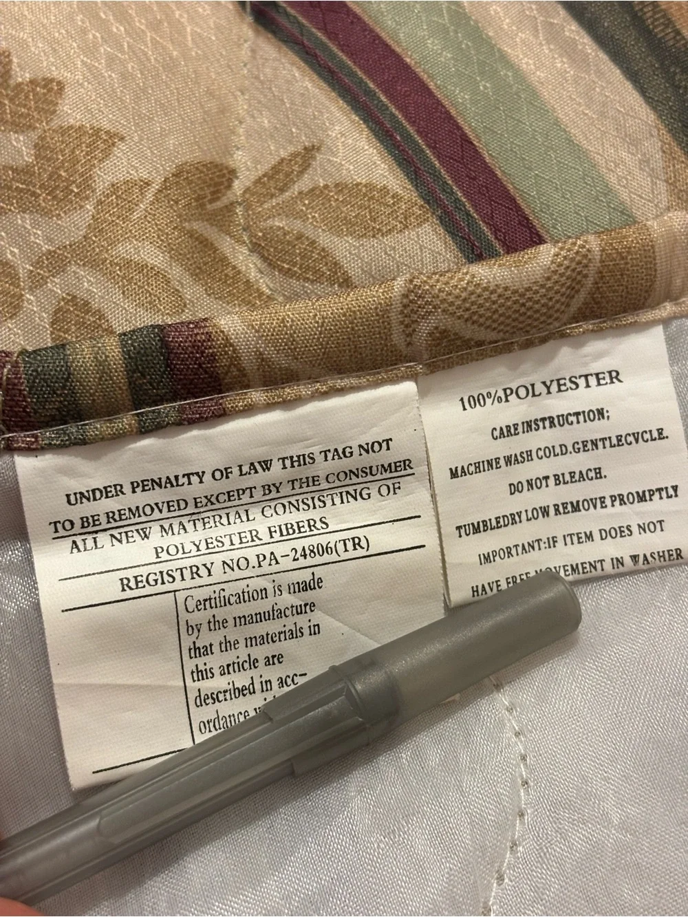 Vintage Regal Home Dover Manor Dunhill Queen Bedspread Floral Striped Damask